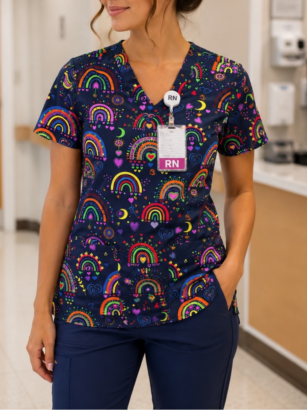 Women’s XS Rainbow Print GT Performance Scrub Top